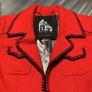 G.E.T Red Tyrolean Style Wool Blazer Size XS
